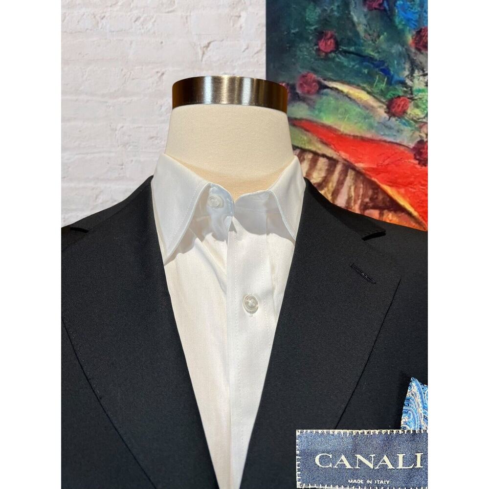 Canali 42R EU52 Mens Black Virgin Wool 3 Button Blazer Sport Coat Jacket - Picture 2 of 14